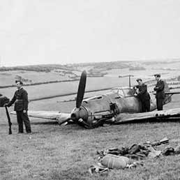 A downed Luftwaffe Messerschmitt Me 109. A downed Luftwaffe Messerschmitt Me 109.