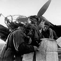 Luftwaffe He 111 crew pre-flight route discussion. Luftwaffe He 111 crew pre-flight route discussion.