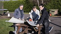 Julian Richardson helps with final preparation of the engine cowlings before re-painting.