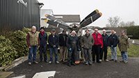 24 January,  today's volunteers, with Tony from Borley Brothers and also Tony Harmsworth from Aeroplane Monthly who called in to see for himself the progress being made with the restoration of the Heinkel.