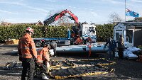 5 February 2020,  with each wing weighing about a ton, Darren Scott of Scott's Transport  the Search and Rescue team from Kent Fire Brigade and Museum volunteers prepared to flip over the two wings so that their top sides could be prepared for painting.