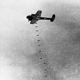 Luftwaffe Do 17 dropping bombs on England.