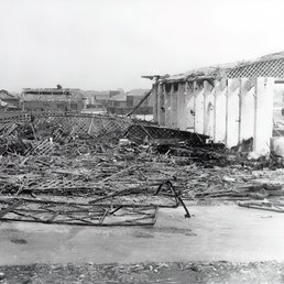 Destroyed hangars at RAF Hawkinge, after Luftwaffe air raid August 1940. Destroyed hangars at RAF Hawkinge, after Luftwaffe air raid August 1940.