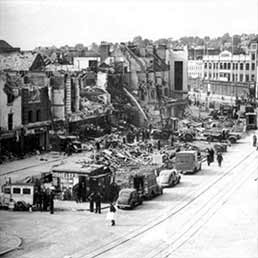 Lewisham High Street after a V-1 rocket exploded in July 1944. Lewisham High Street after a V-1 rocket exploded in July 1944.