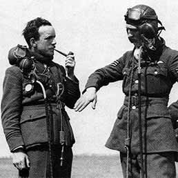 RAF pilots discussing an aerial combat.